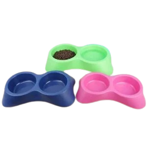 PLASTIC DUAL CAT FOOD BOWL